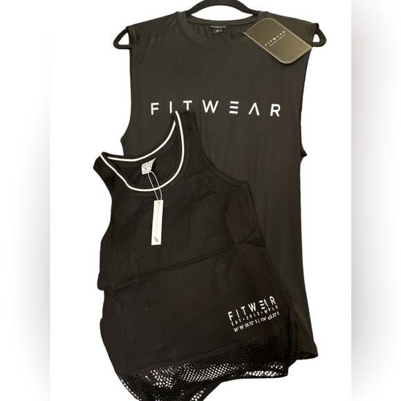 (NWT) 2 Fit Wear Women’s His and Hers Tanks Lot Size Small Black Reflective - Picture 1 of 13